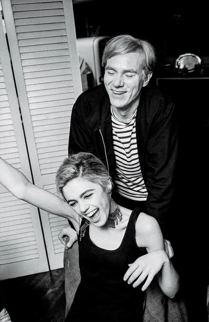 Edie Sedgwick with chandelier earrings, the Factory, 1965
